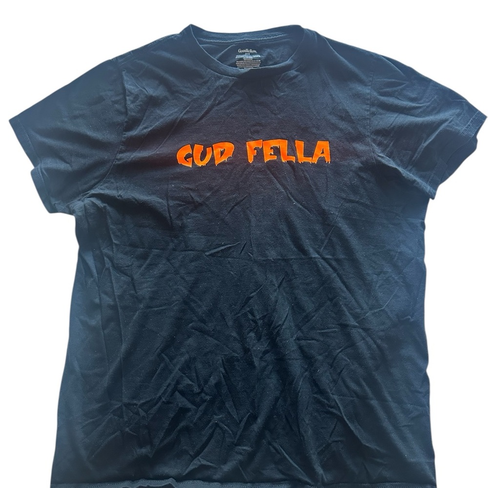 Gud Fella Black Tee with Orange Print